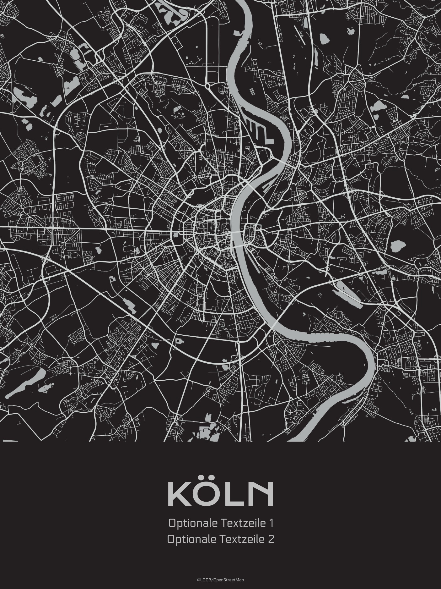 Poster Stadtkarte "Köln" individuell gestalten