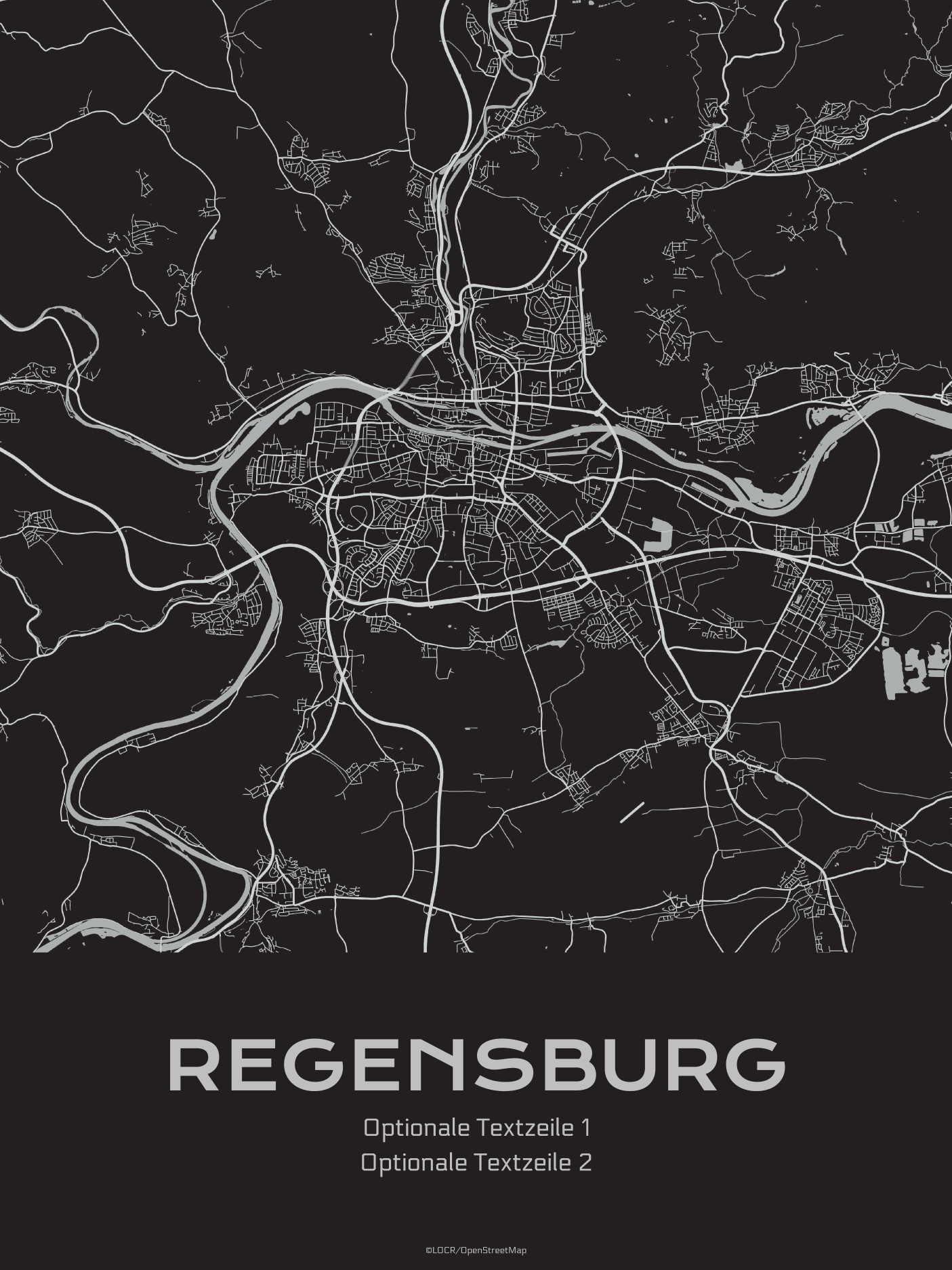 Poster Stadtkarte "Regensburg" individuell gestalten