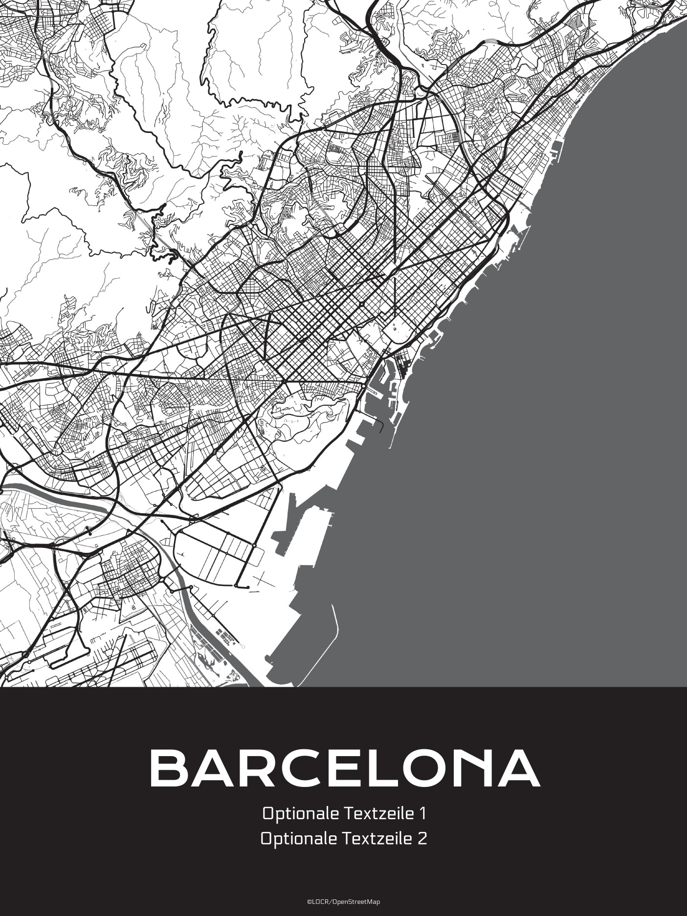 Poster Stadtkarte "Barcelona" individuell gestalten