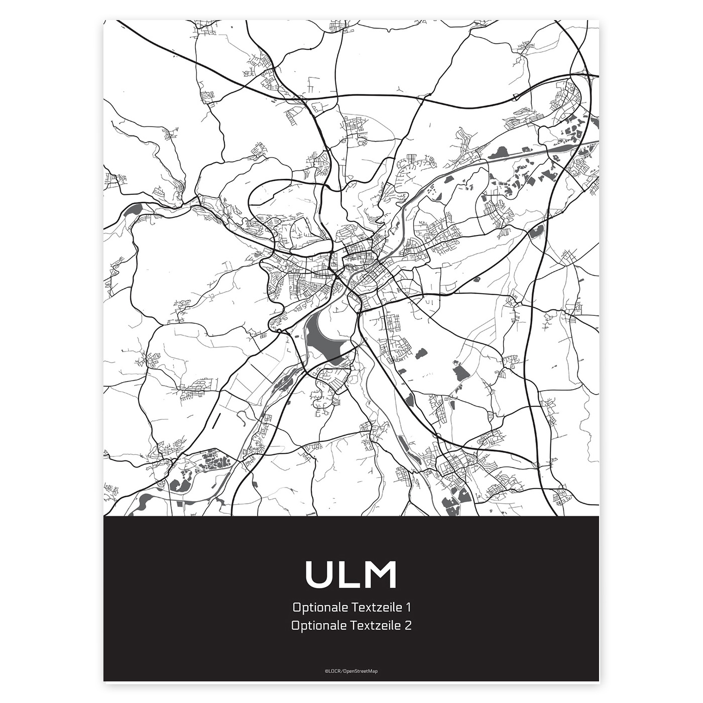 Poster Stadtkarte "Ulm" individuell gestalten