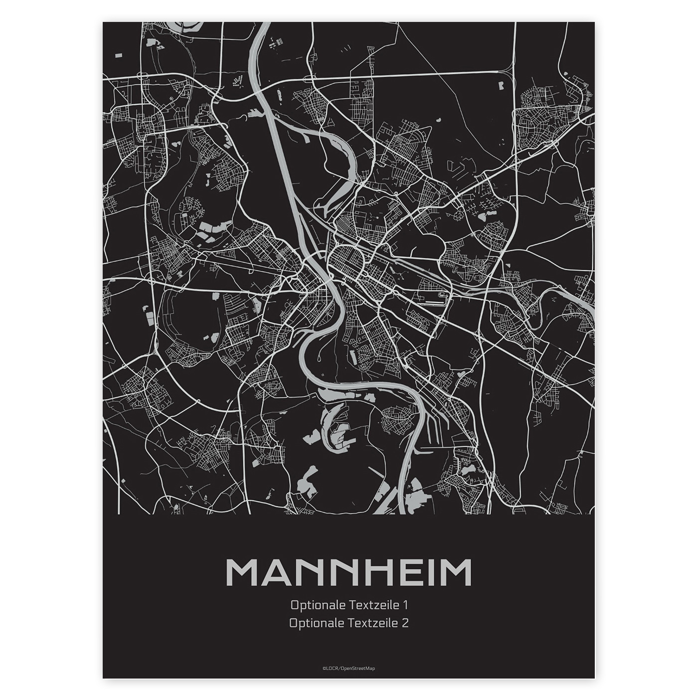 Poster Stadtkarte "Mannheim" individuell gestalten