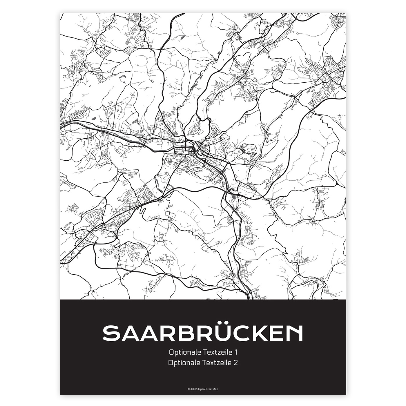 Poster Stadtkarte "Saarbrücken" individuell gestalten