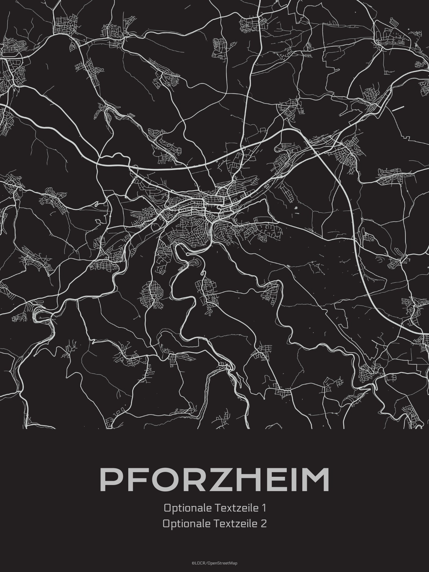 Poster Stadtkarte "Pforzheim" individuell gestalten