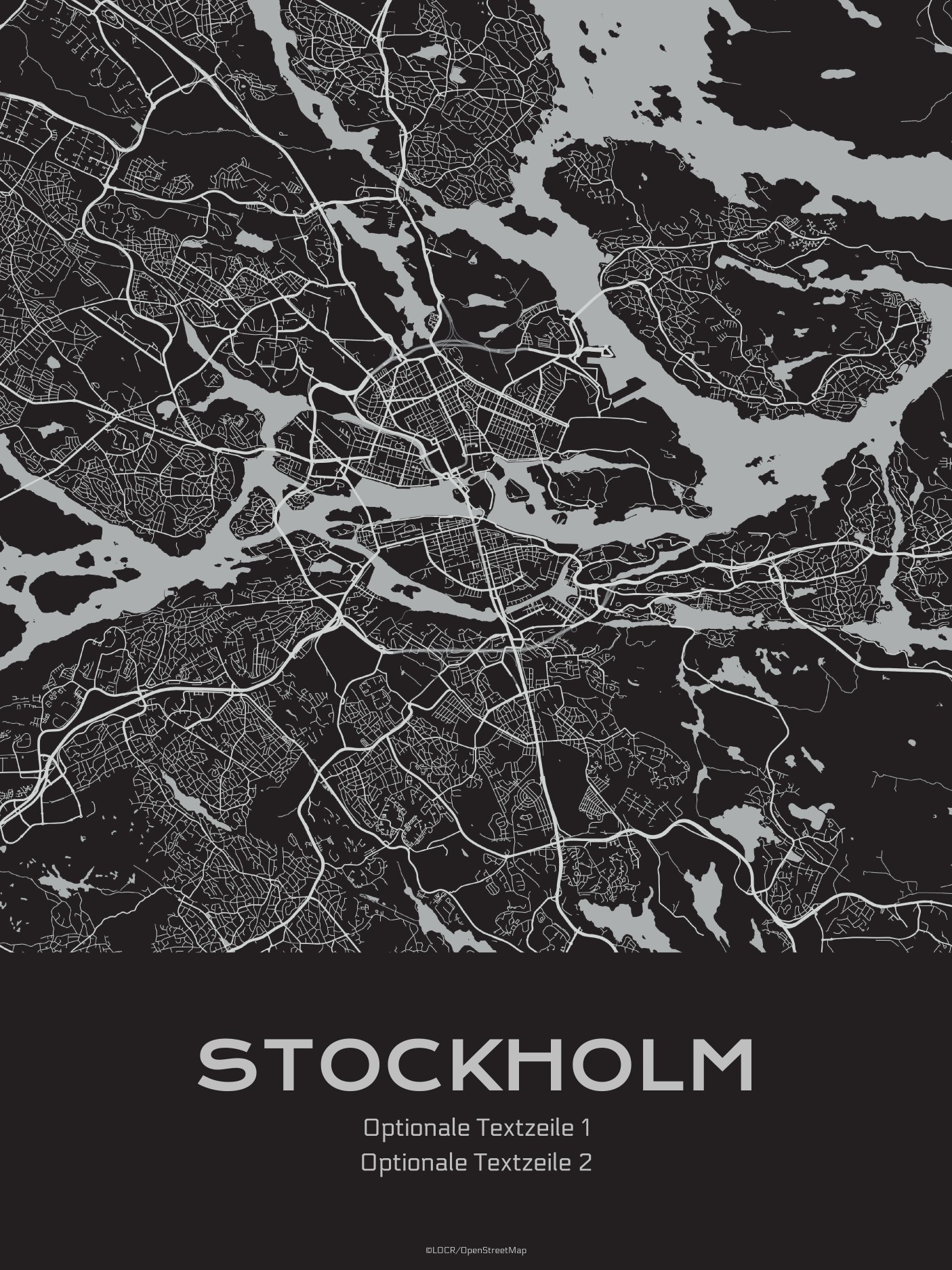 Poster Stadtkarte "Stockholm" individuell gestalten