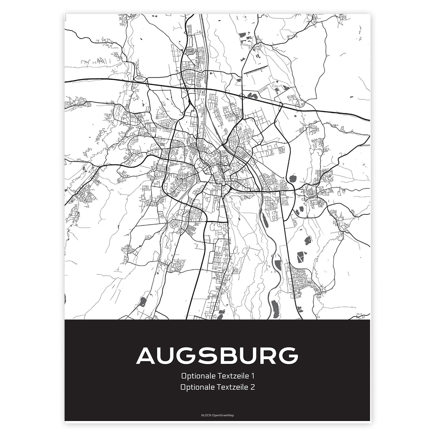 Poster Stadtkarte "Augsburg" individuell gestalten