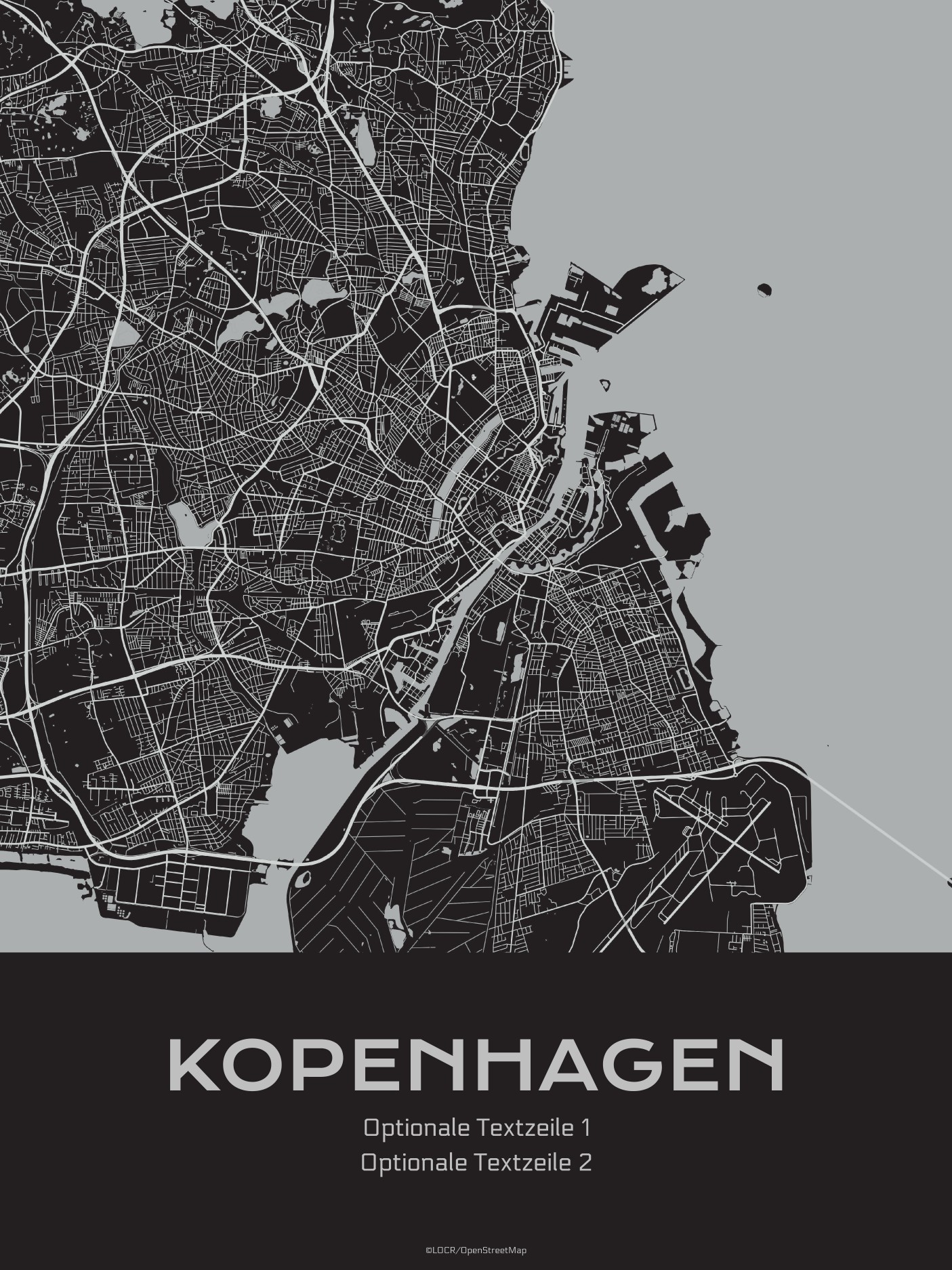 Poster Stadtkarte "Kopenhagen" individuell gestalten