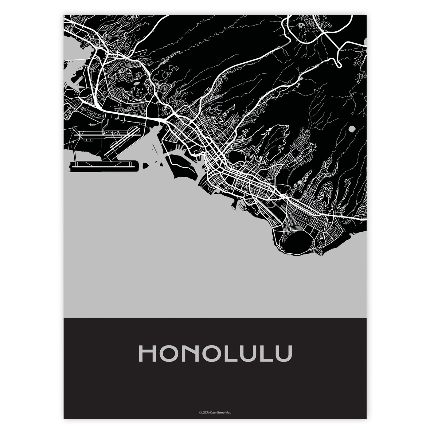 Poster Stadtkarte "Honolulu" individuell gestalten