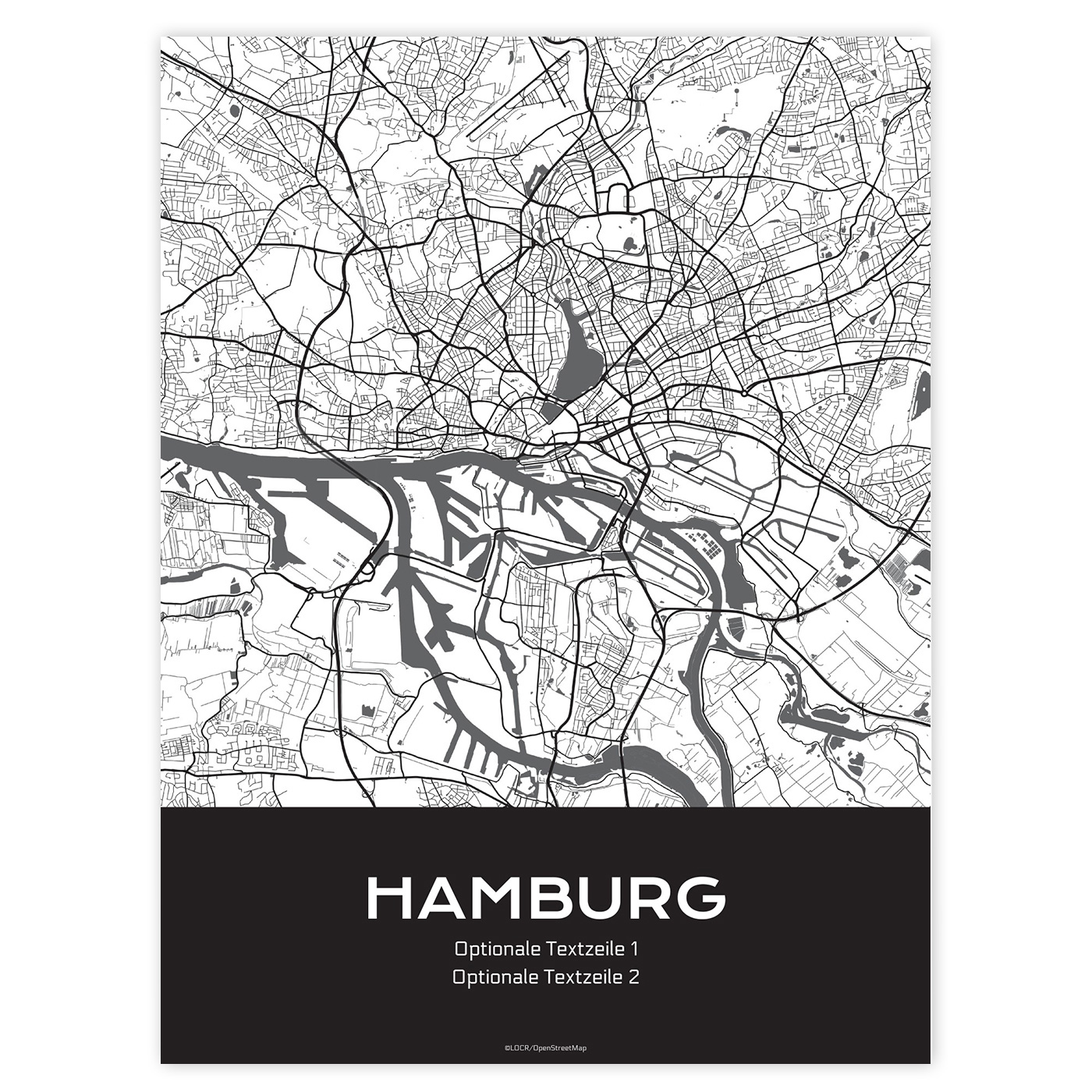 Poster Stadtkarte "Hamburg" individuell gestalten
