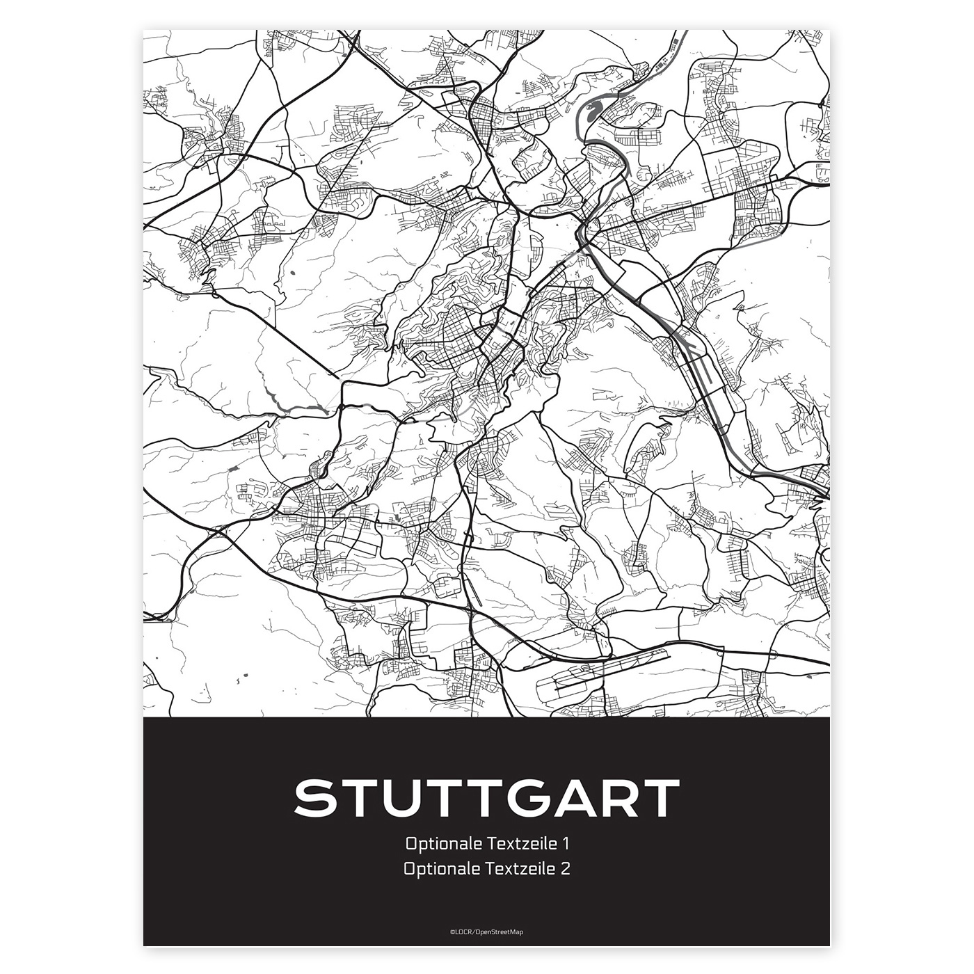 Poster Stadtkarte "Stuttgart" individuell gestalten