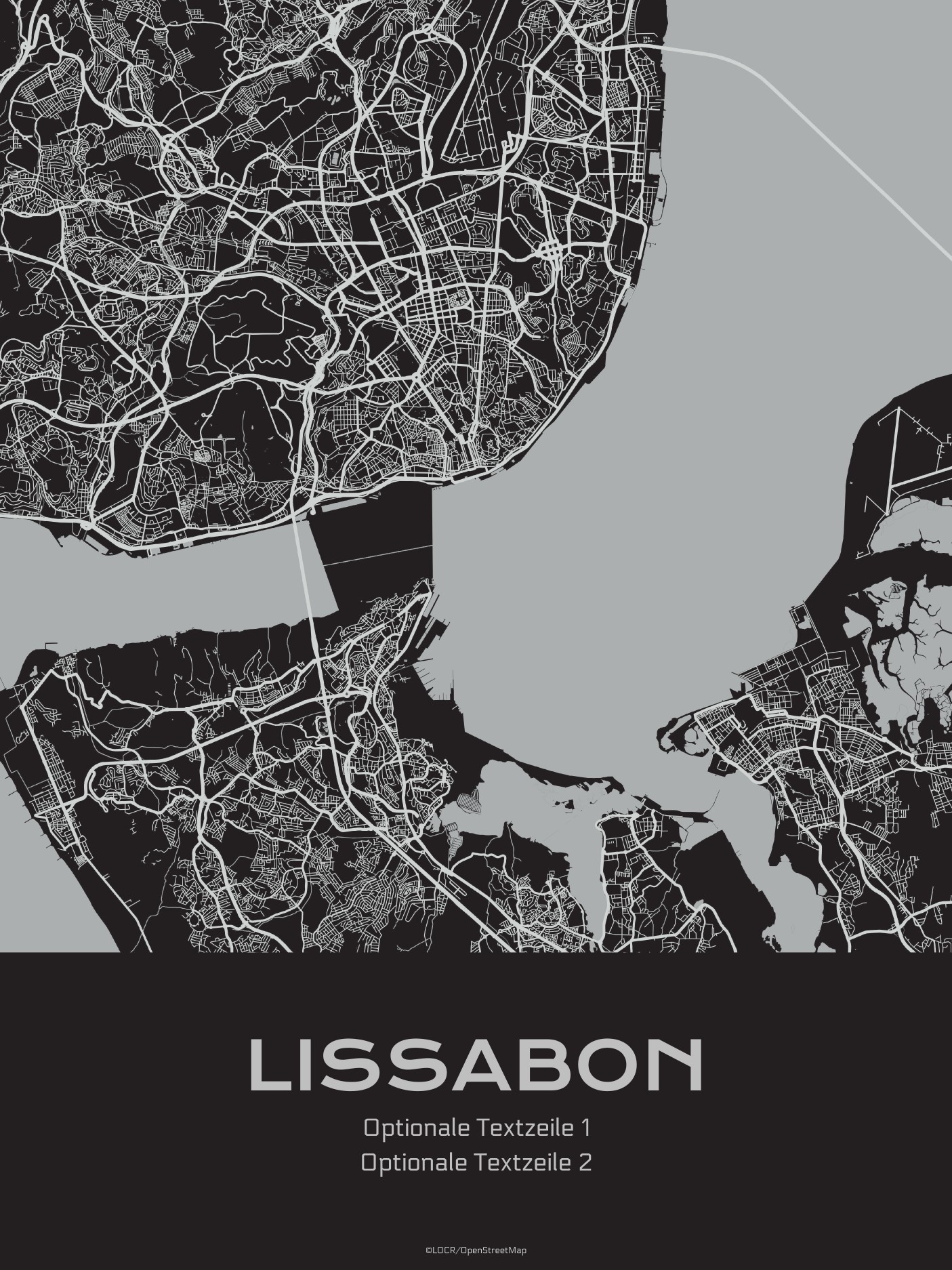 Poster Stadtkarte "Lissabon" individuell gestalten