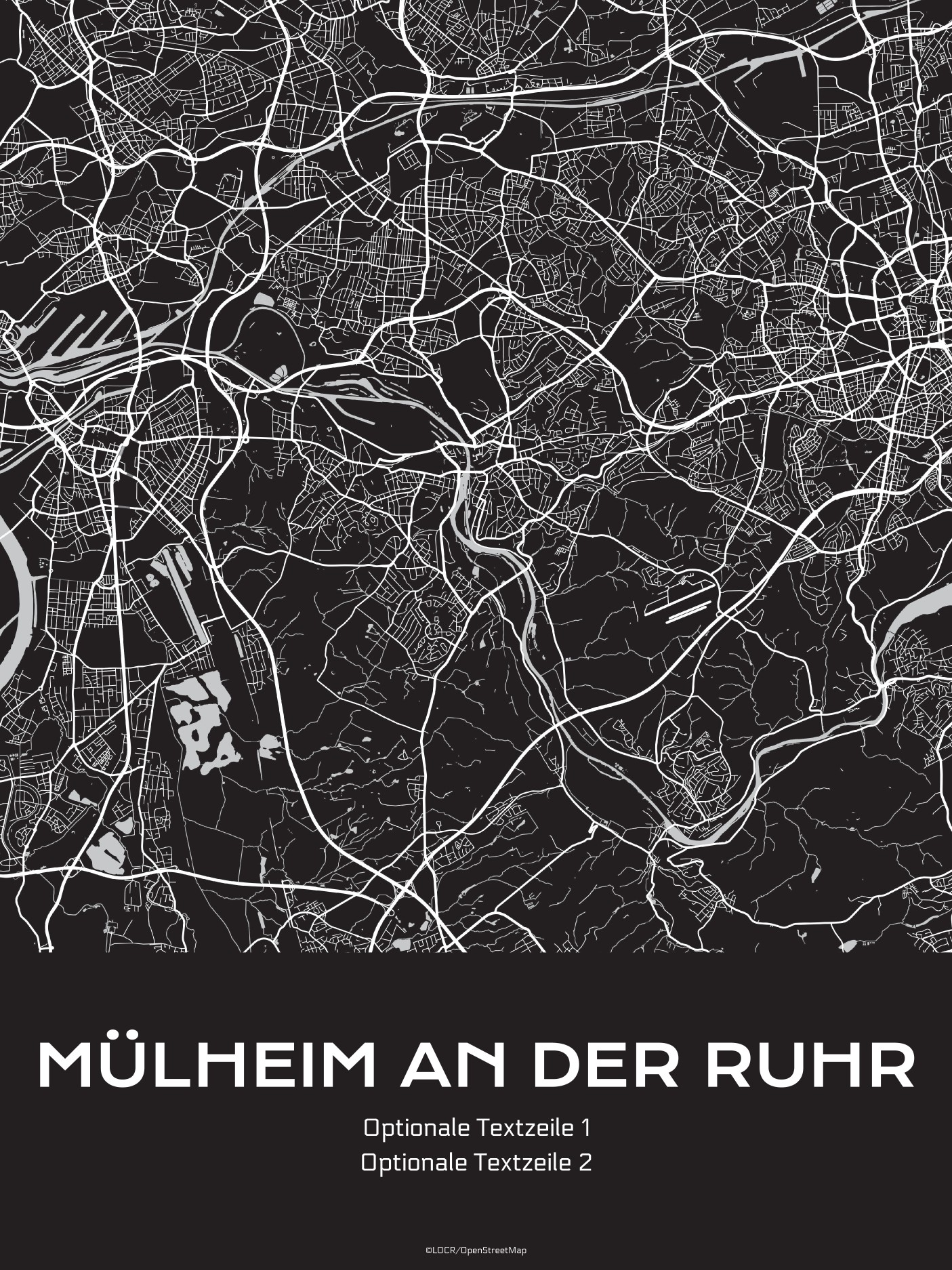 Poster Stadtkarte „Mülheim" individuell gestalten