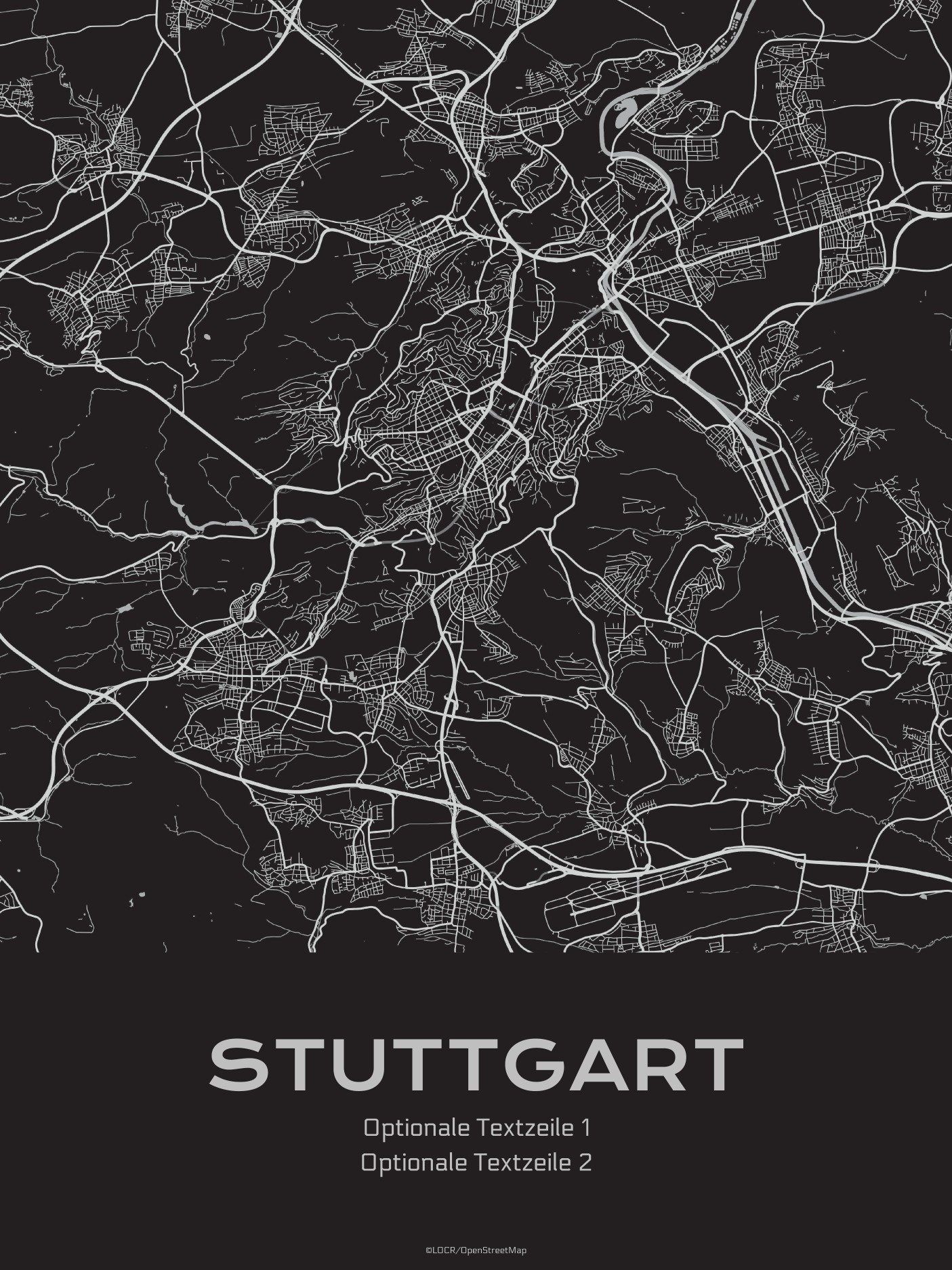 Poster Stadtkarte "Stuttgart" individuell gestalten