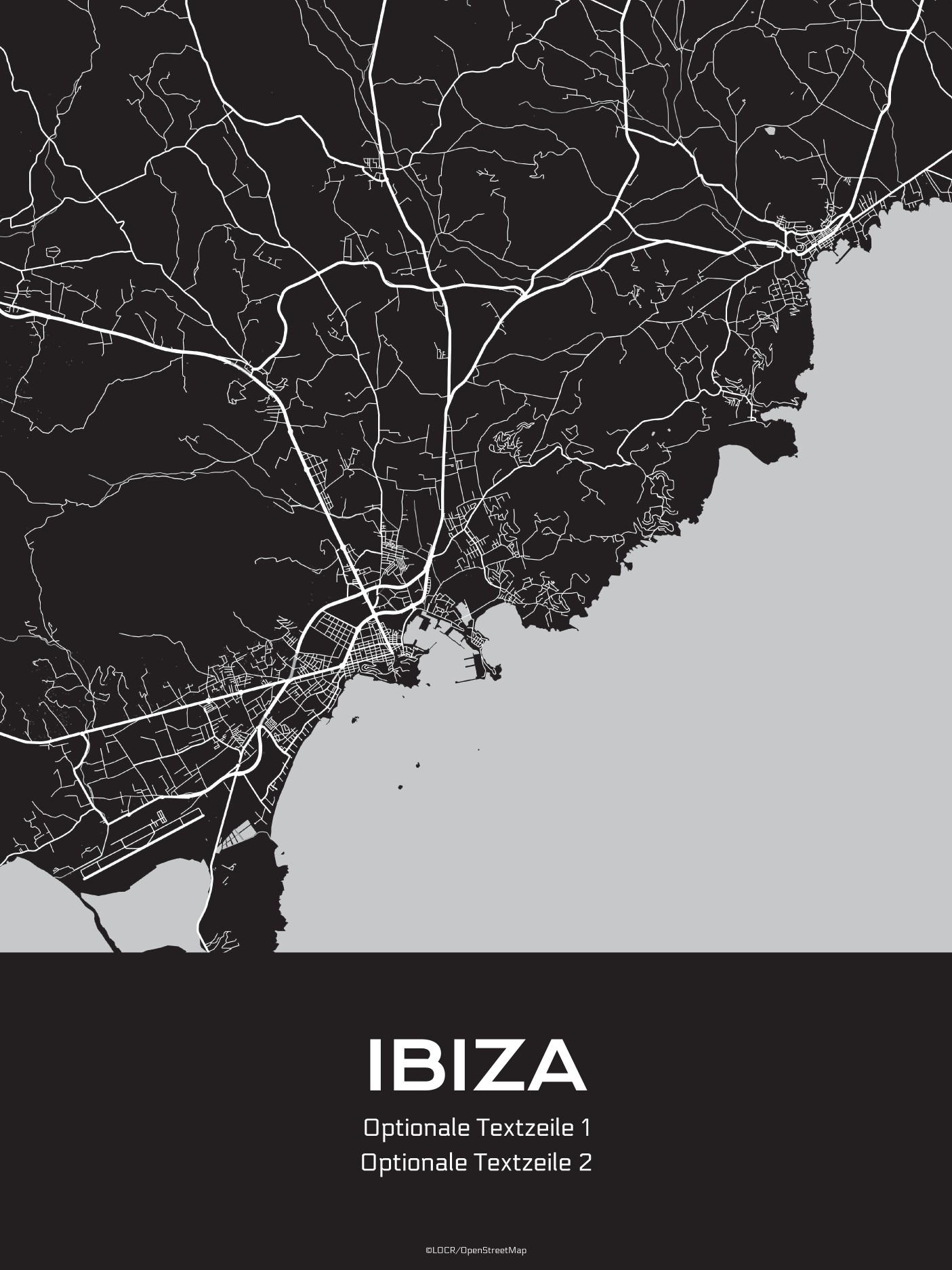 Poster Stadtkarte "Ibiza" individuell gestalten