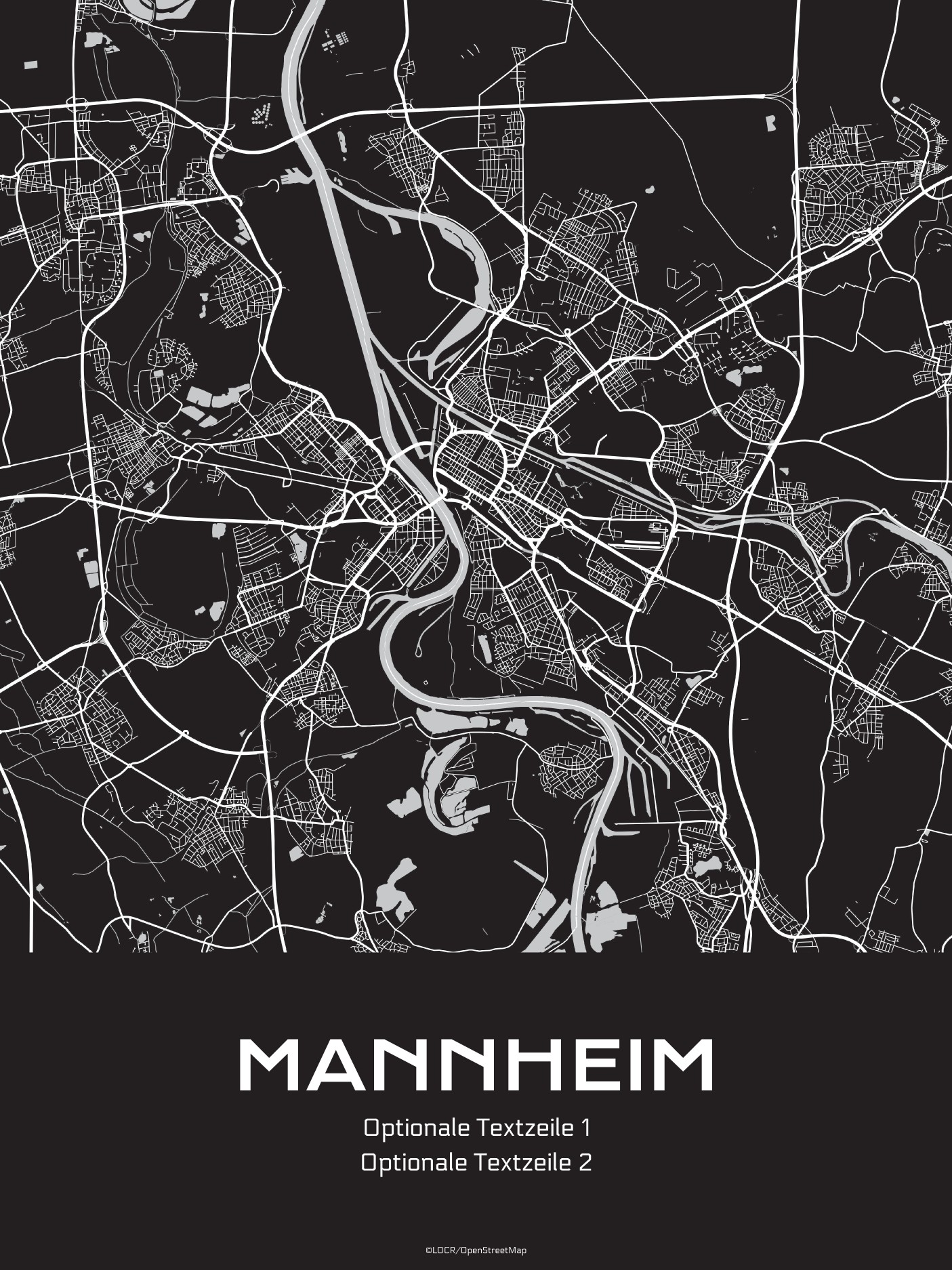 Poster Stadtkarte "Mannheim" individuell gestalten