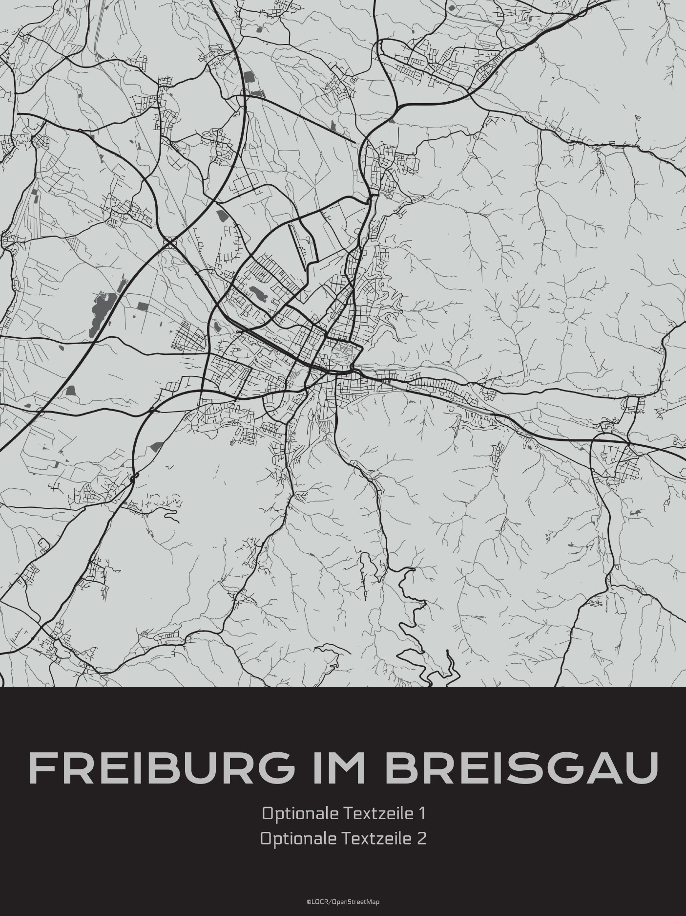Poster Stadtkarte "Freiburg" individuell gestalten