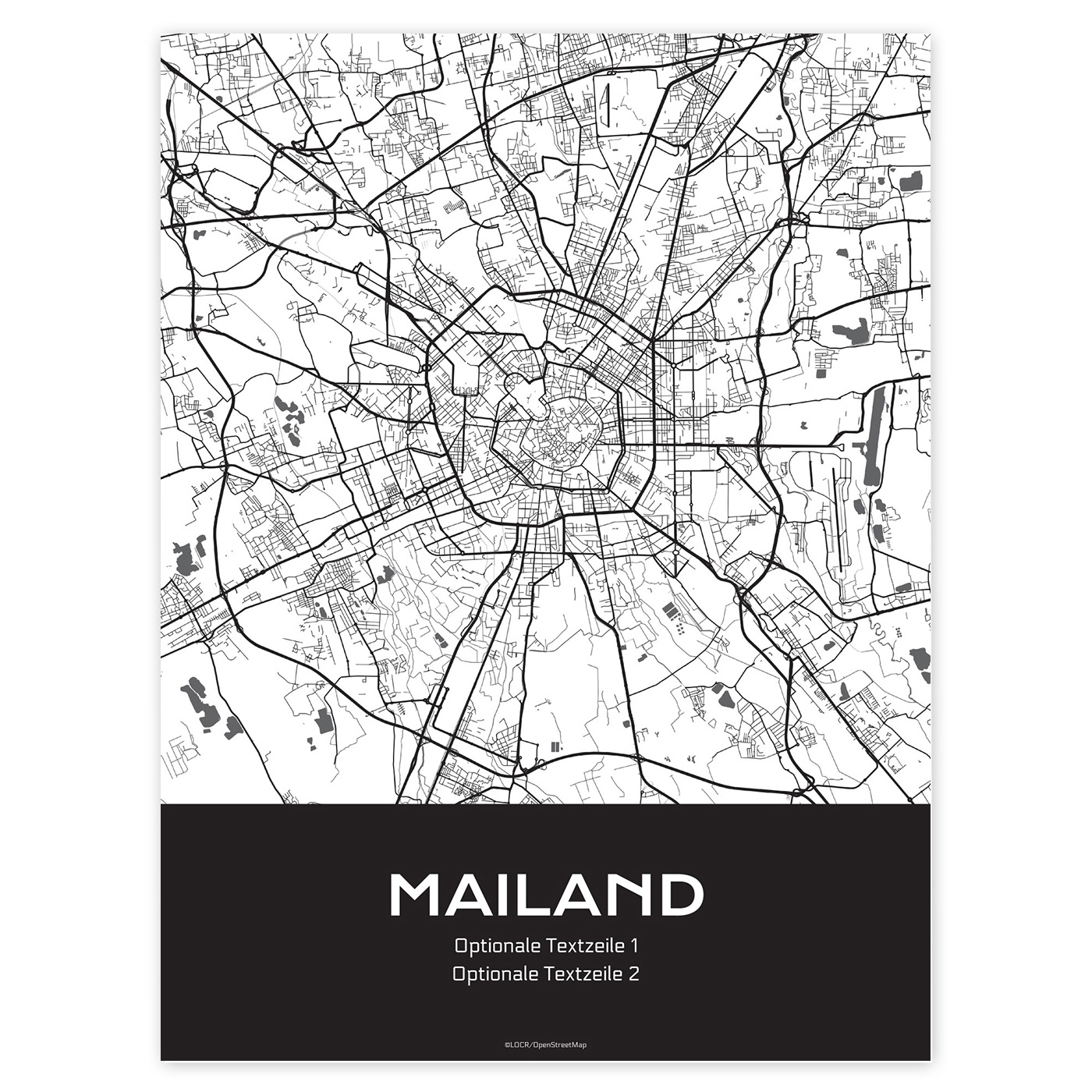 Poster Stadtkarte "Mailand" individuell gestalten