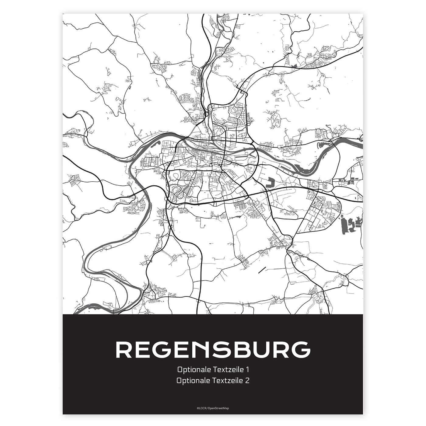 Poster Stadtkarte "Regensburg" individuell gestalten