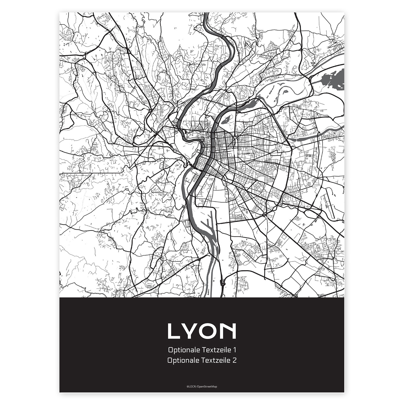 Poster Stadtkarte "Lyon" individuell gestalten