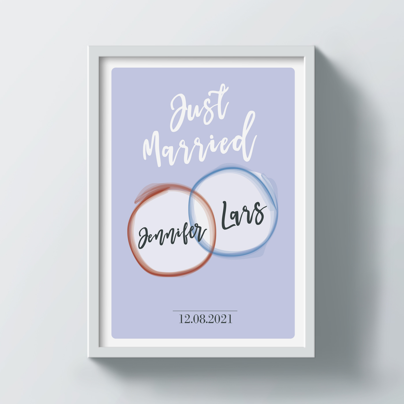 Poster "just married", blau, individuell gestalten