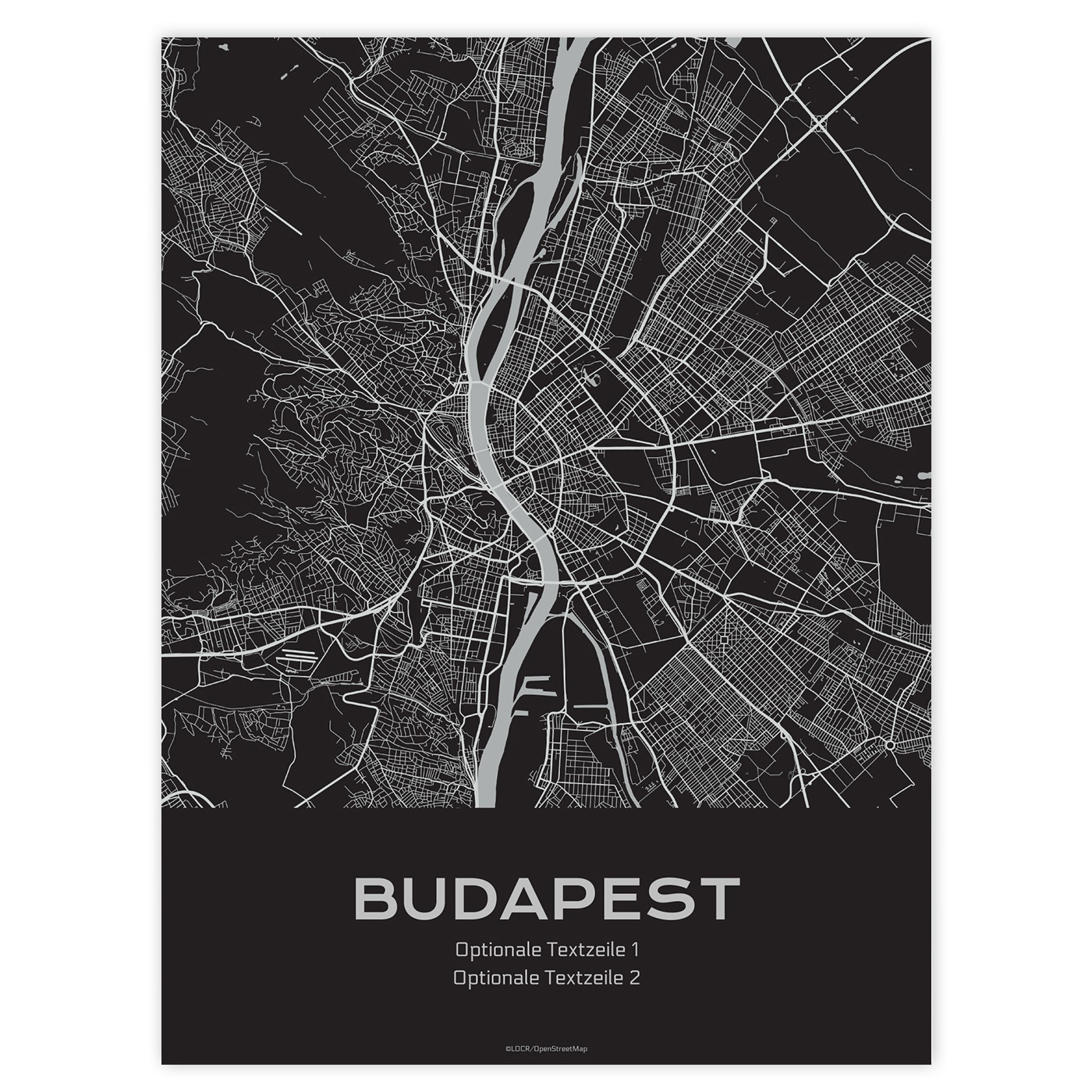Poster Stadtkarte "Budapest" individuell gestalten