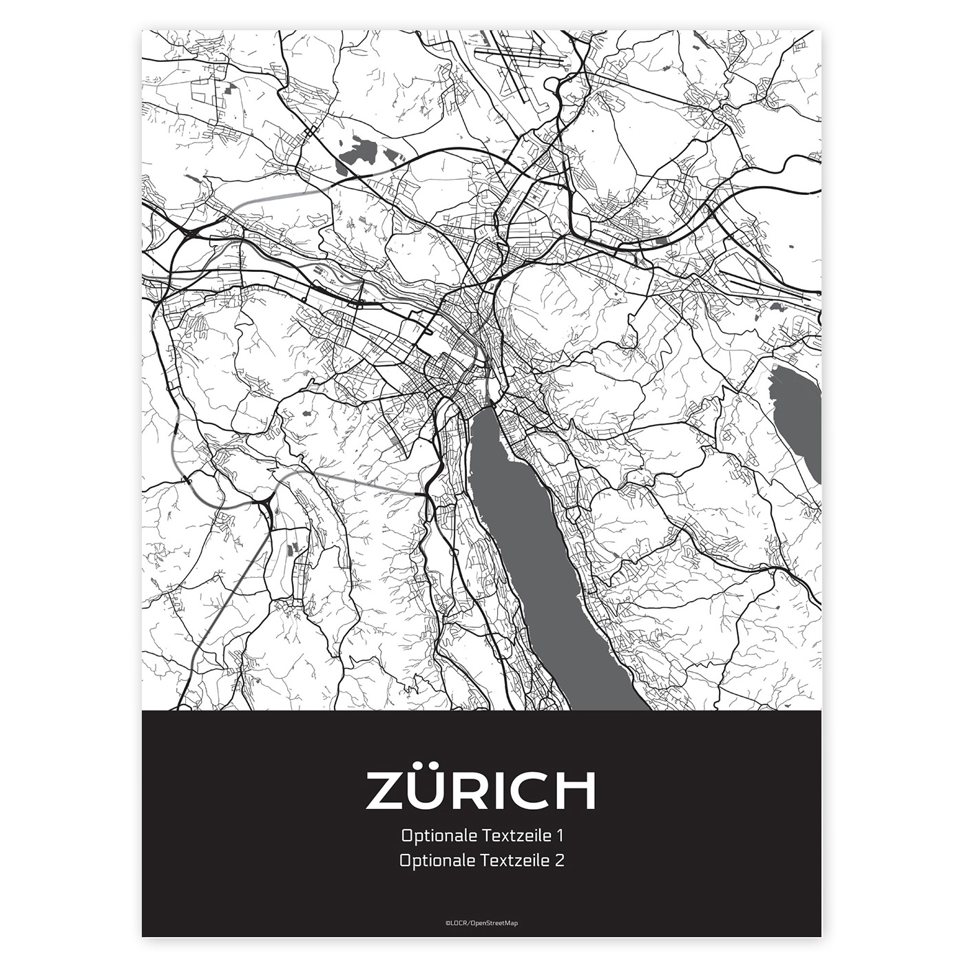 Poster Stadtkarte „Zürich" individuell gestalten