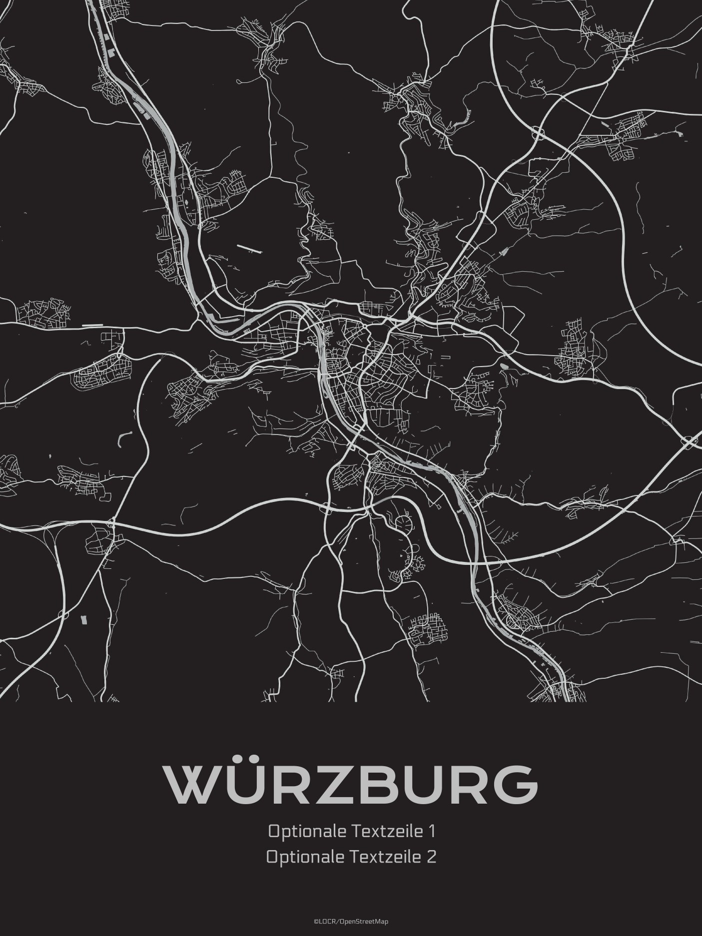 Poster Stadtkarte „Würzburg" individuell gestalten