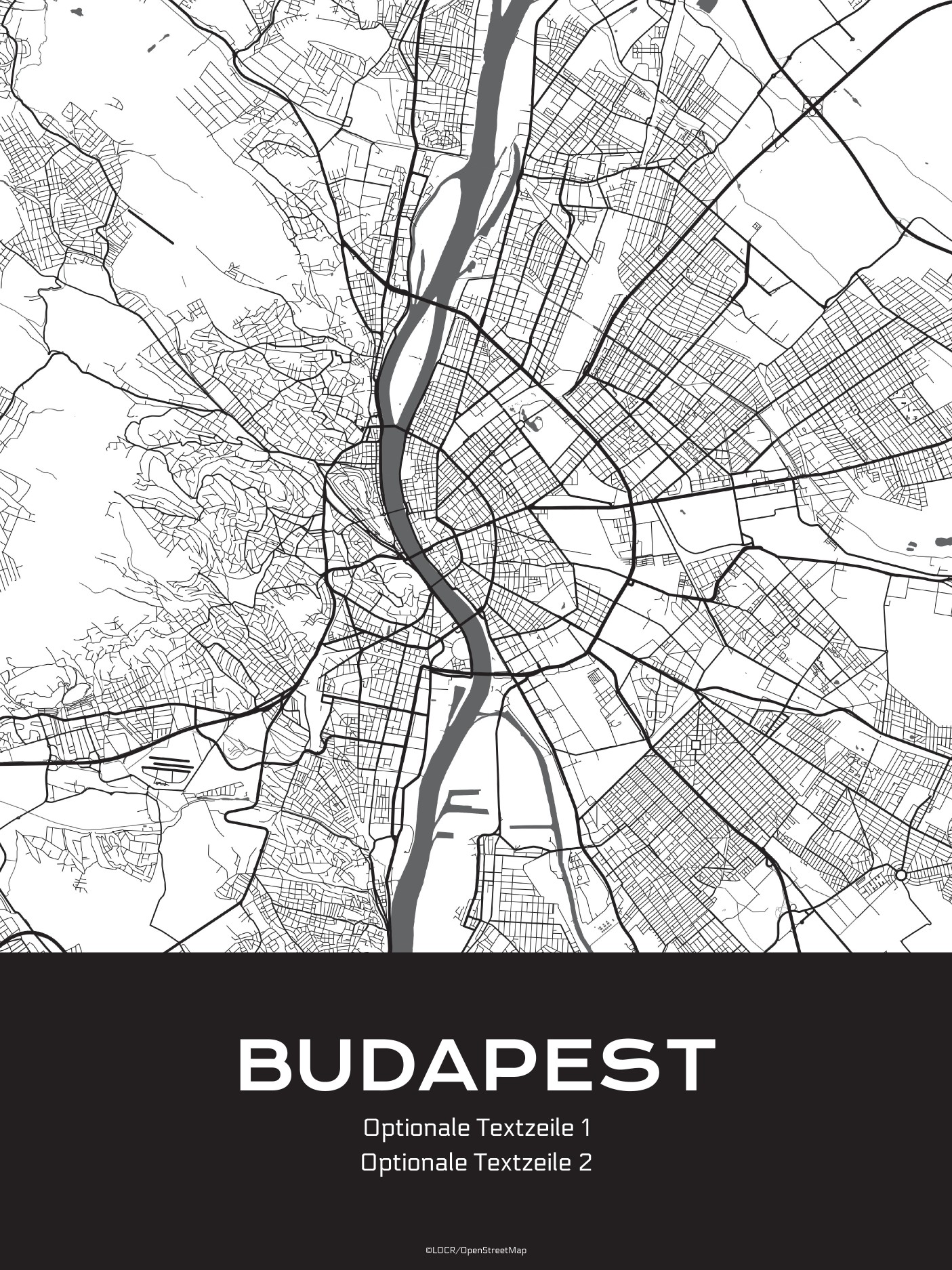 Poster Stadtkarte "Budapest" individuell gestalten
