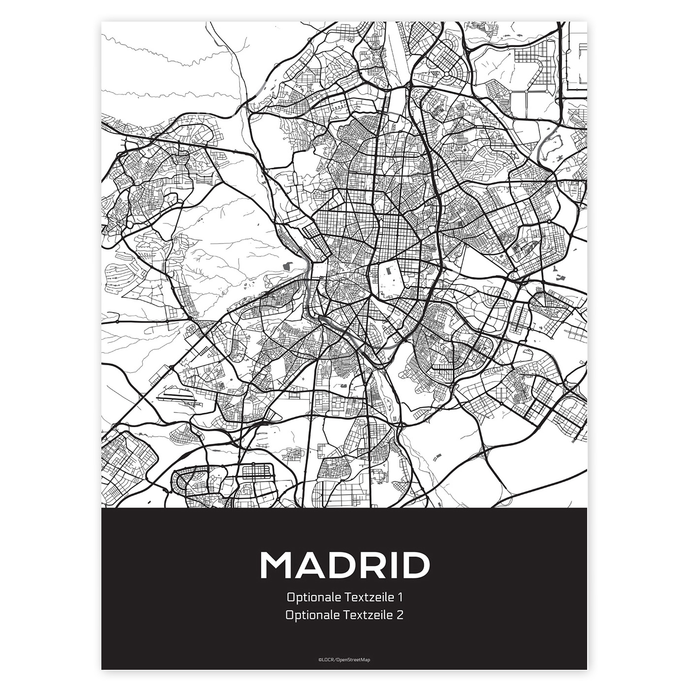 Poster Stadtkarte "Madrid" individuell gestalten