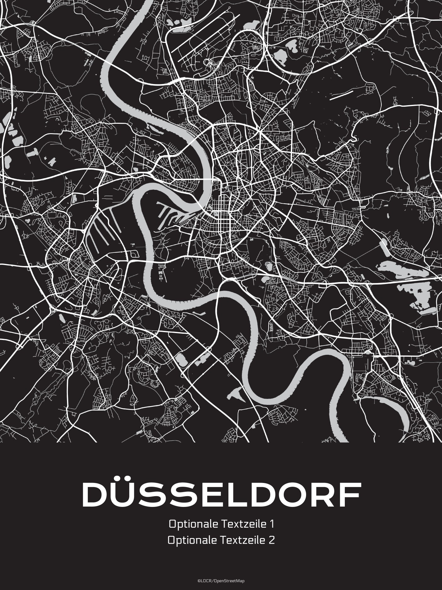 Poster Stadtkarte "Düsseldorf" individuell gestalten