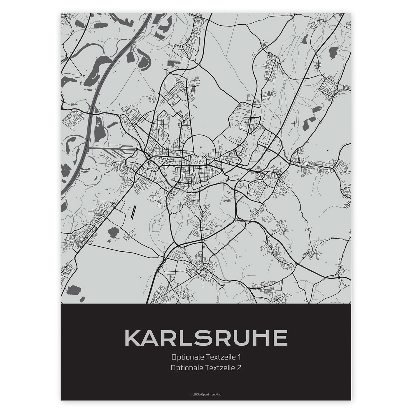 Poster Stadtkarte "Karlsruhe" individuell gestalten