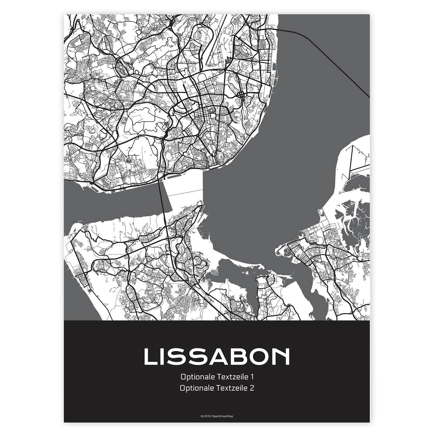 Poster Stadtkarte "Lissabon" individuell gestalten