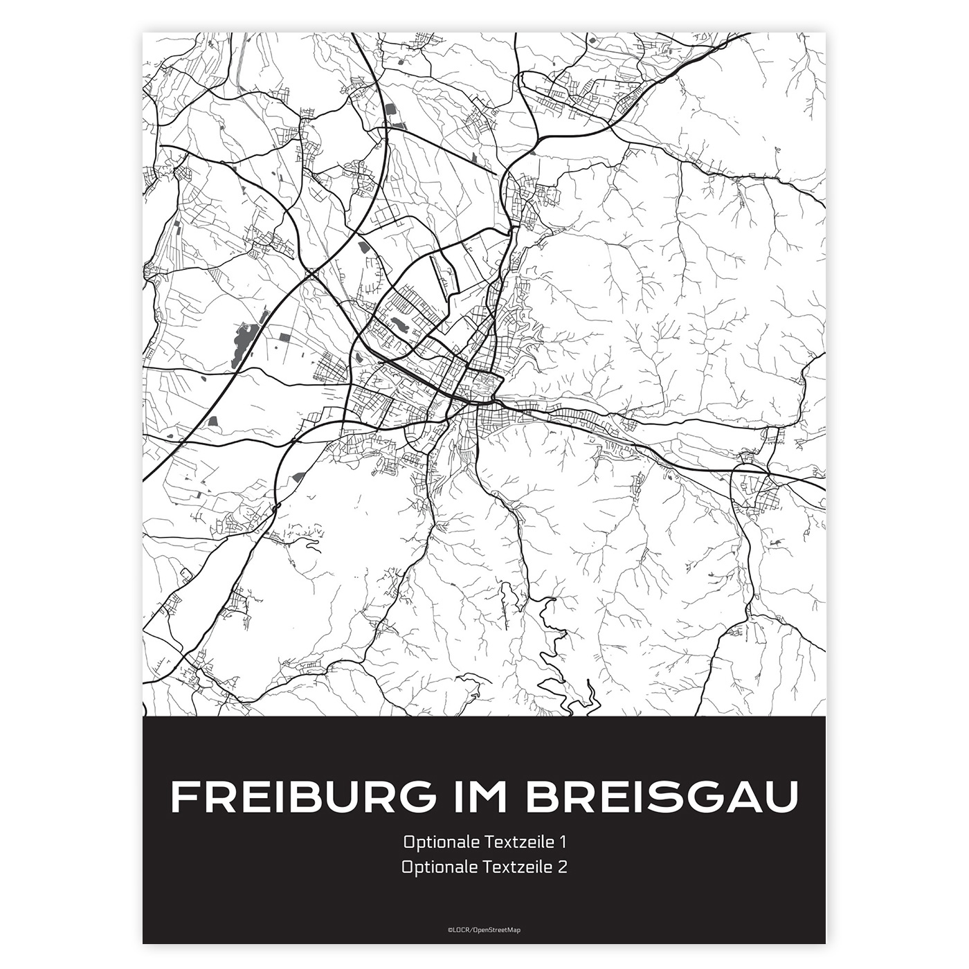 Poster Stadtkarte "Freiburg" individuell gestalten