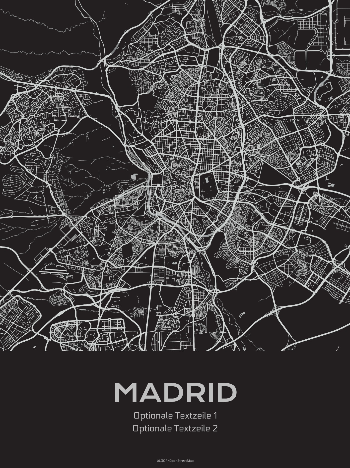 Poster Stadtkarte "Madrid" individuell gestalten