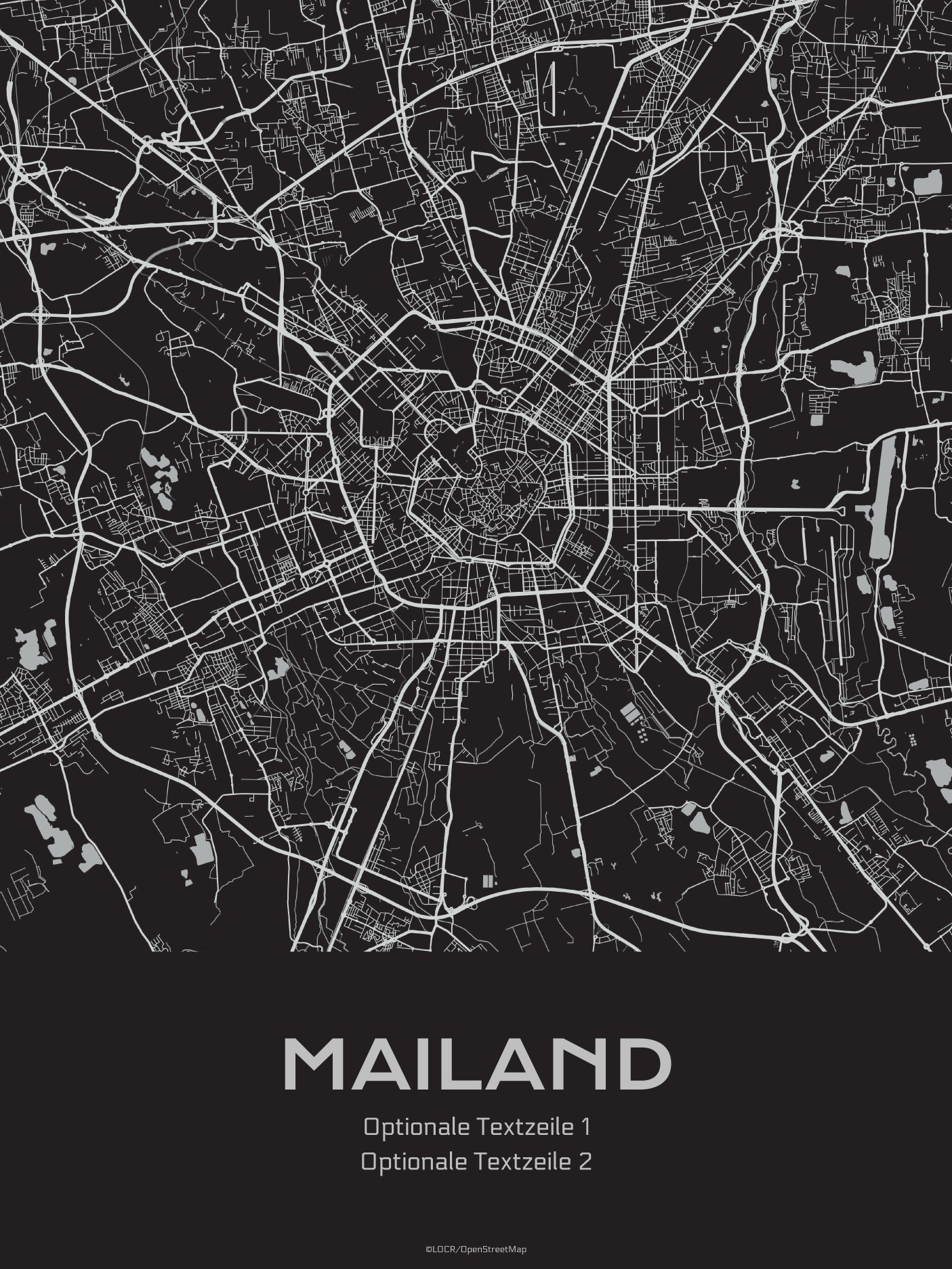 Poster Stadtkarte "Mailand" individuell gestalten