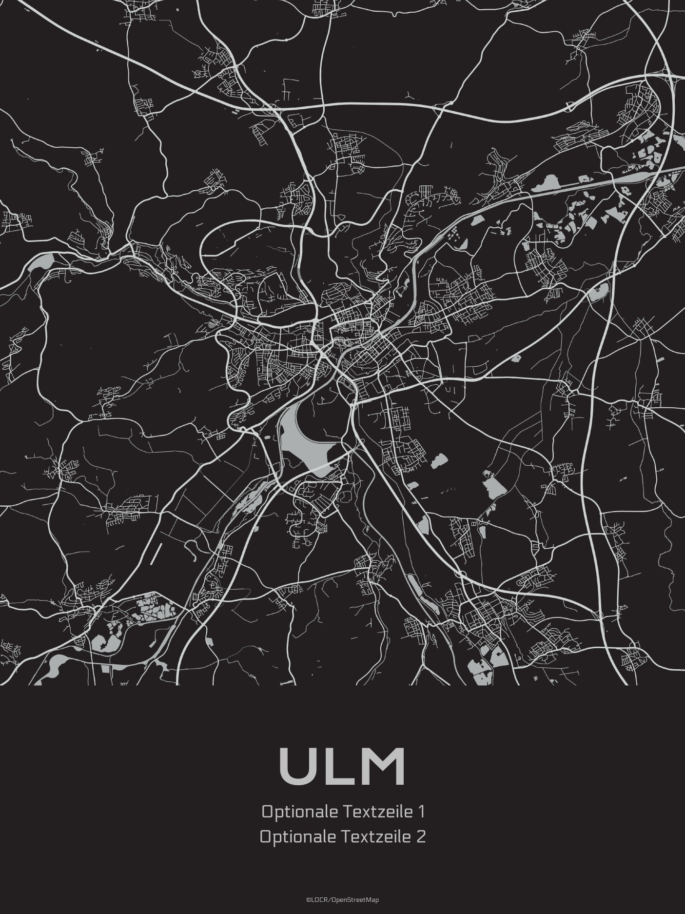 Poster Stadtkarte "Ulm" individuell gestalten