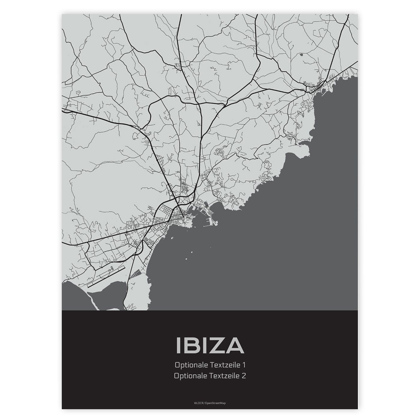 Poster Stadtkarte "Ibiza" individuell gestalten