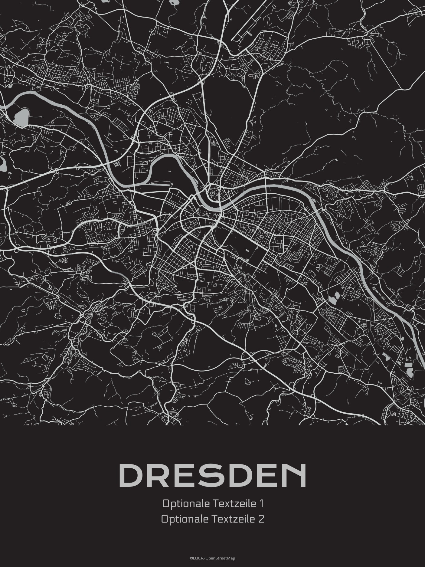 Poster Stadtkarte "Dresden" individuell gestalten