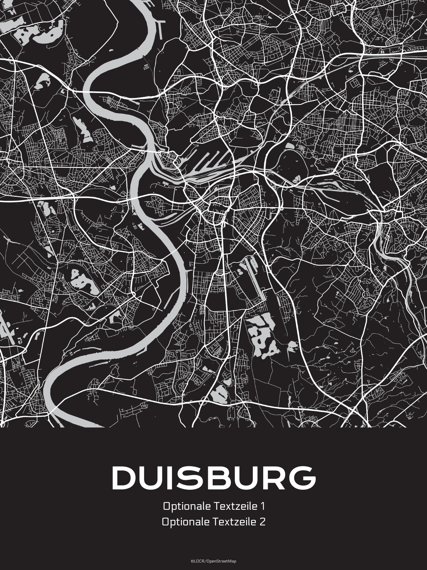 Poster Stadtkarte "Duisburg" individuell gestalten