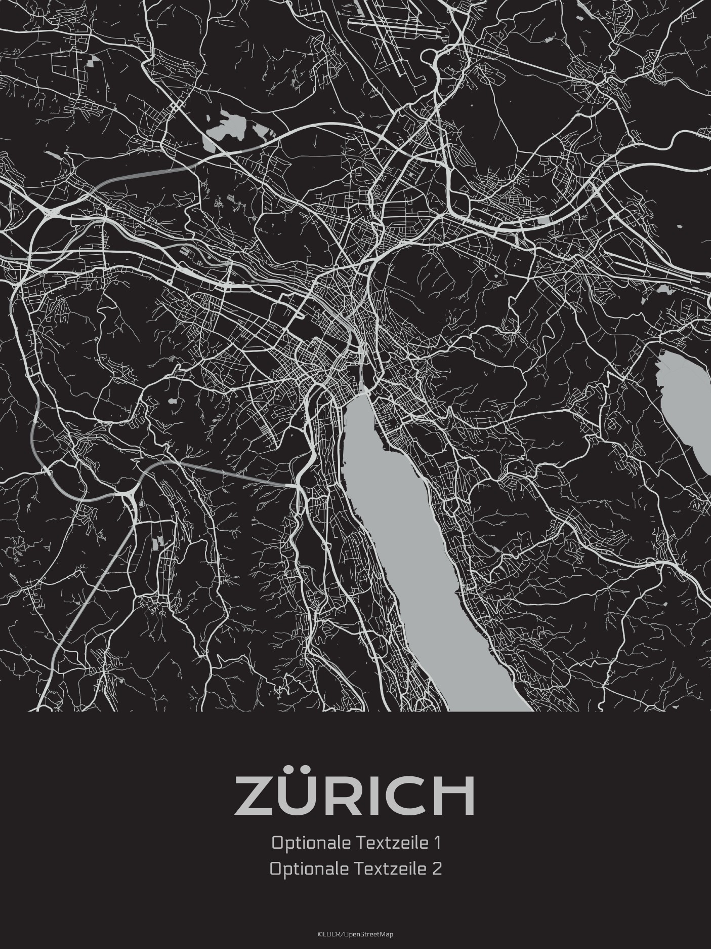 Poster Stadtkarte „Zürich" individuell gestalten