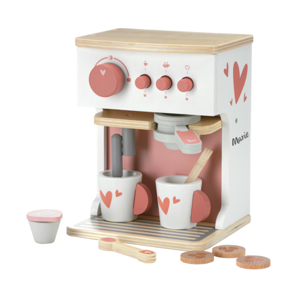 Holzspielzeug Kaffeemaschine, rosa, personalisierbar