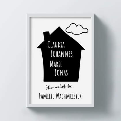 Poster "Family Home", schwarz/weiß, individuell gestalten