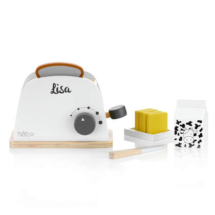 Spielzeug Toaster aus Holz mit Namen personalisiert