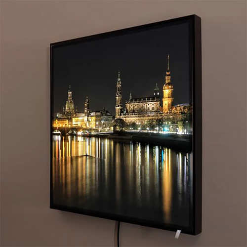 LED-Wandbild 50x50 - Holzrahmen schwarz