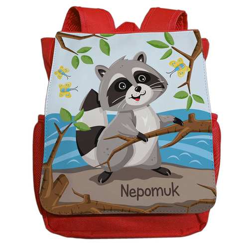 Kinderrucksack Motiv "Waschbär" personalisierbar