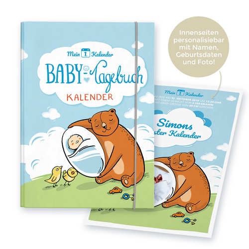 Mein erster Kalender - Babytagebuch 1. Lebensjahr blau, Personalisiert