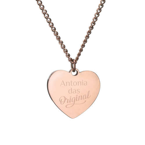 Anhänger Herz mit Kette, hochpoliert, Roségoldfarbig