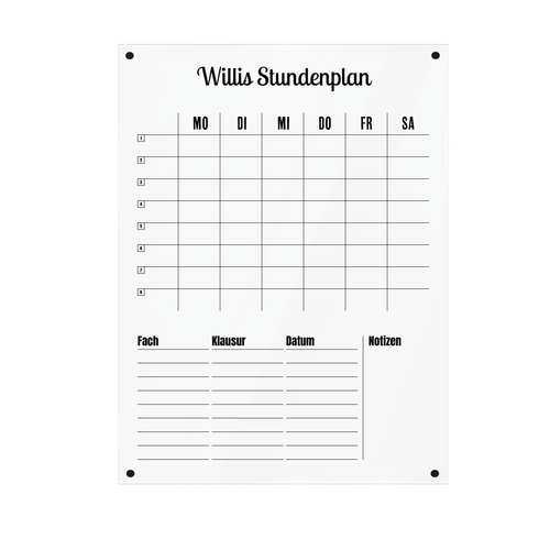 Wandkalender "Stundenplan" aus Acrylglas