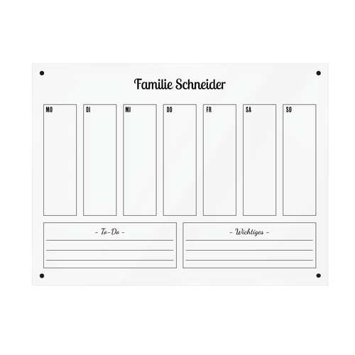 Wandkalender im Querformat "Wochenkalender" aus Acrylglas