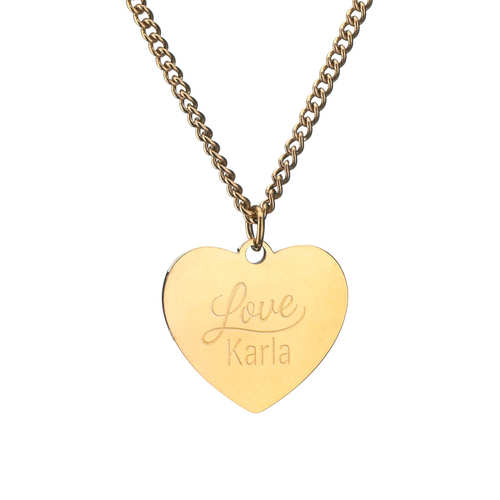 Anhänger Herz mit Kette, hochpoliert, Goldfarbig